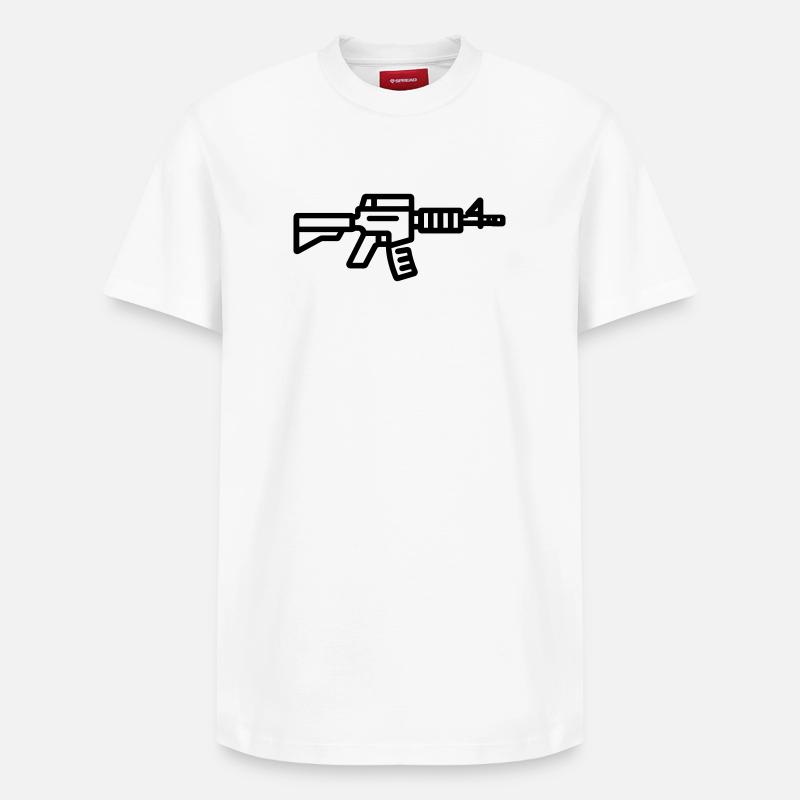 Waffe - Relaxed Unisex Supima Cotton T-Shirt – von SPREAD - Weiß