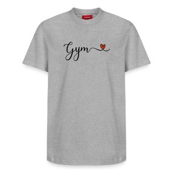 Gym - Lettrage fitness avec le cœur - T-shirt unisexe décontracté en coton Supima – de SPREAD - blanc - Devant - AI Model Female 172 dark (172cm) & AI Model Male 185 dark (185cm)