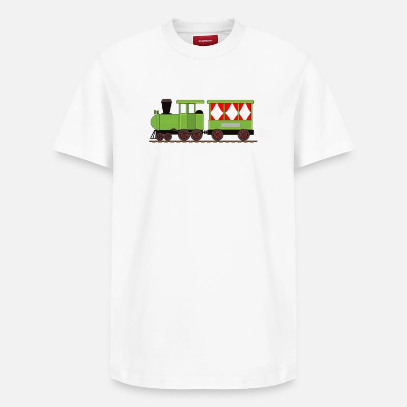 Dampflok Zug Eisenbahn - Relaxed Unisex Supima Cotton T-Shirt – von SPREAD - Weiß
