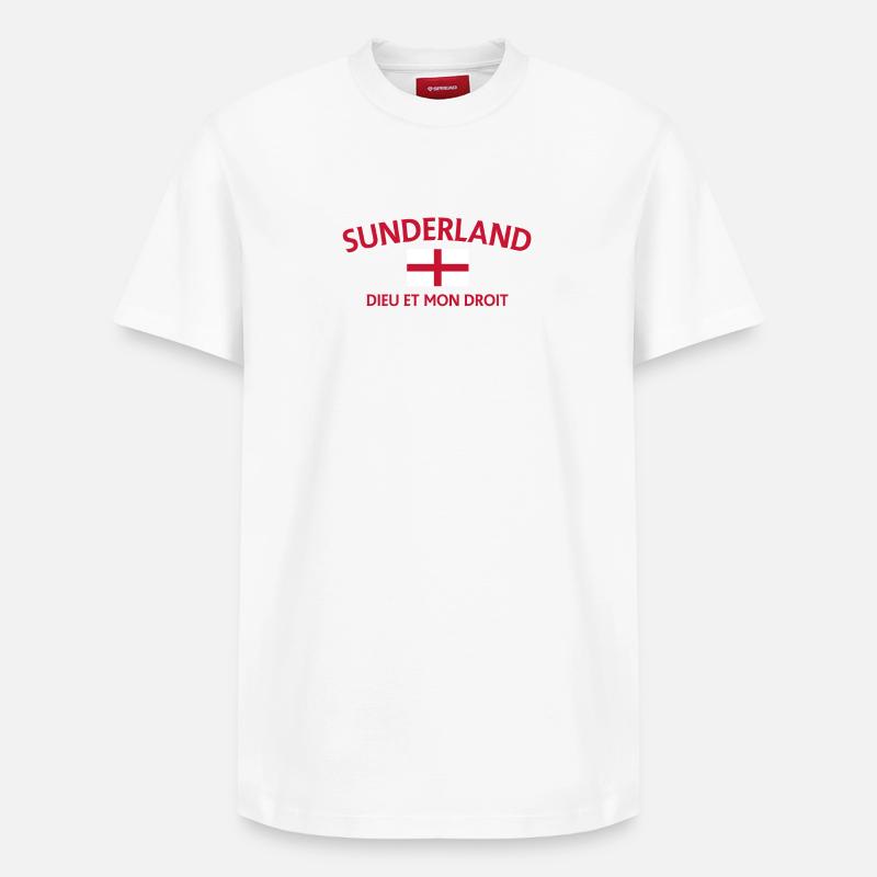 Drapeau de Sunderland Devise Écusson - T-shirt unisexe décontracté en coton Supima – de SPREAD - blanc