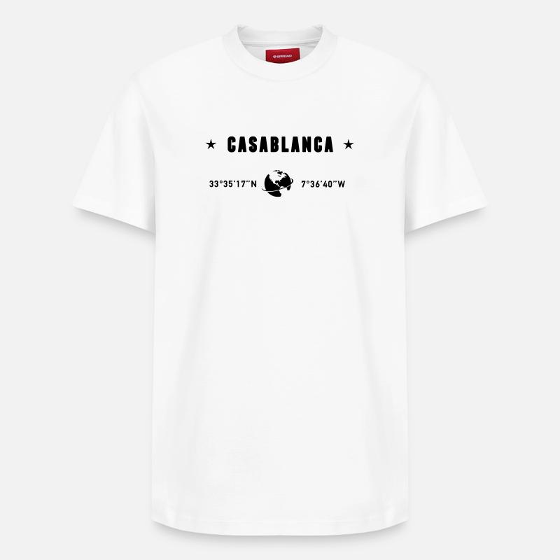 Casablanca Maroc Coordonnées Planète Terre - T-shirt unisexe décontracté en coton Supima – de SPREAD - blanc