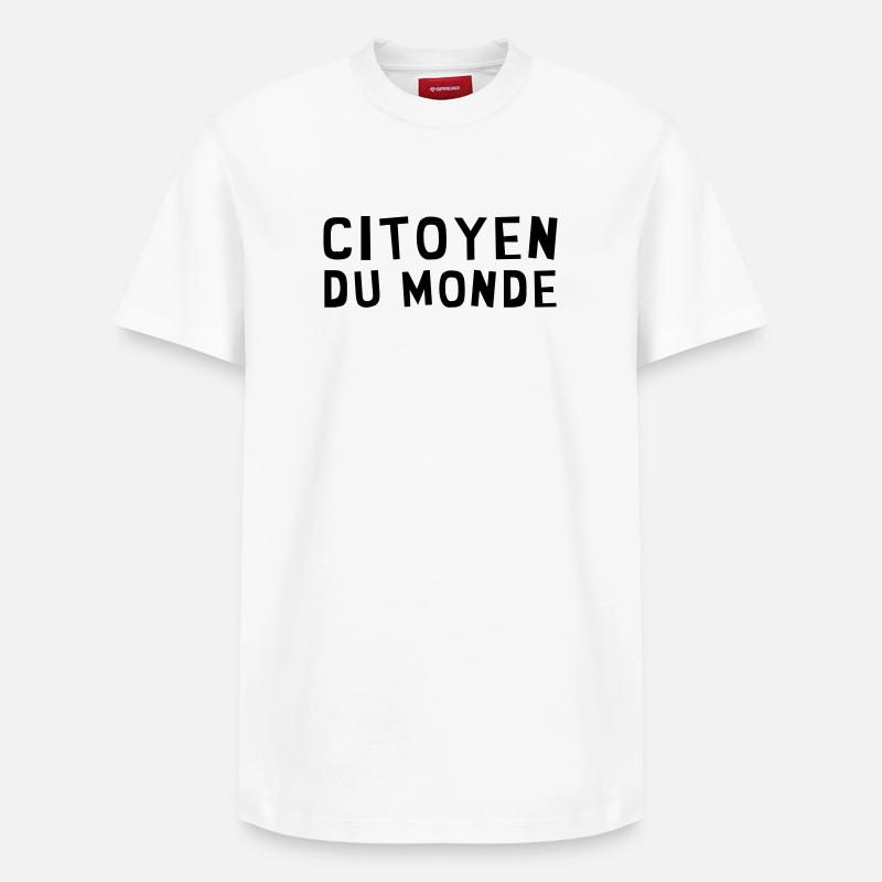 revolution / paix / peuple / voyage / écolo / - T-shirt unisexe décontracté en coton Supima – de SPREAD - blanc