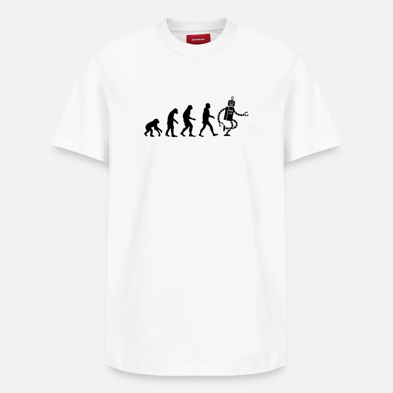 evolution robot - Relaxed Unisex Supima Cotton T-Shirt – von SPREAD - Weiß