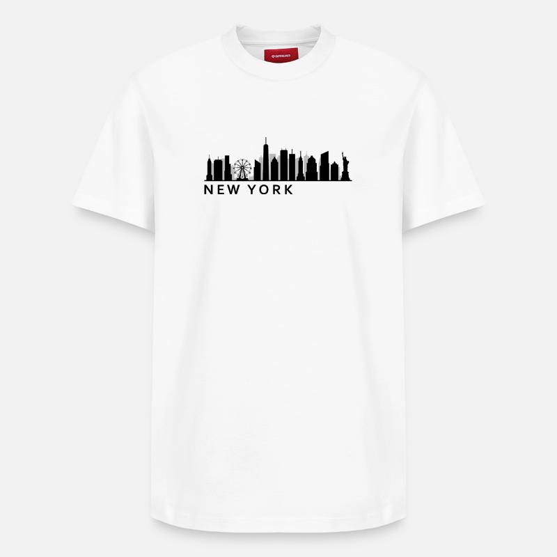 New York Skyline - T-shirt unisexe décontracté en coton Supima – de SPREAD - blanc