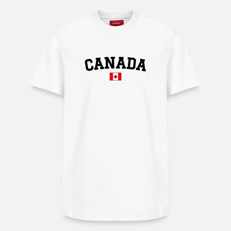 Drapeau du Canada Noir - T-shirt unisexe décontracté en coton Supima – de SPREAD - blanc