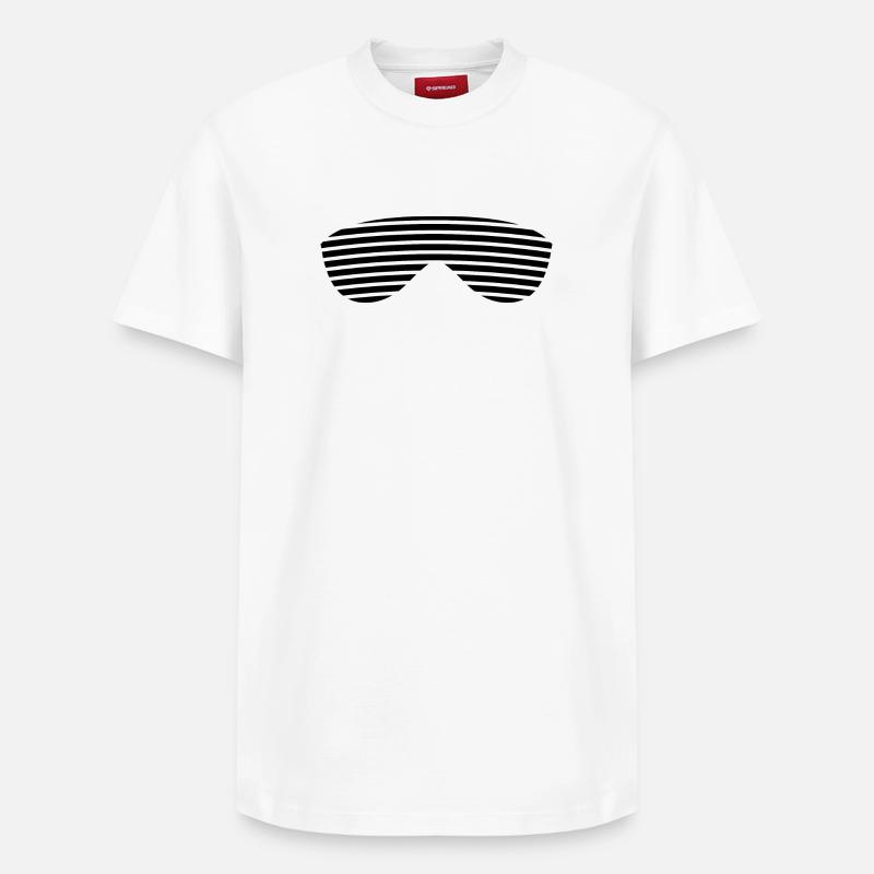 Lunettes noires rayées - T-shirt unisexe décontracté en coton Supima – de SPREAD - blanc