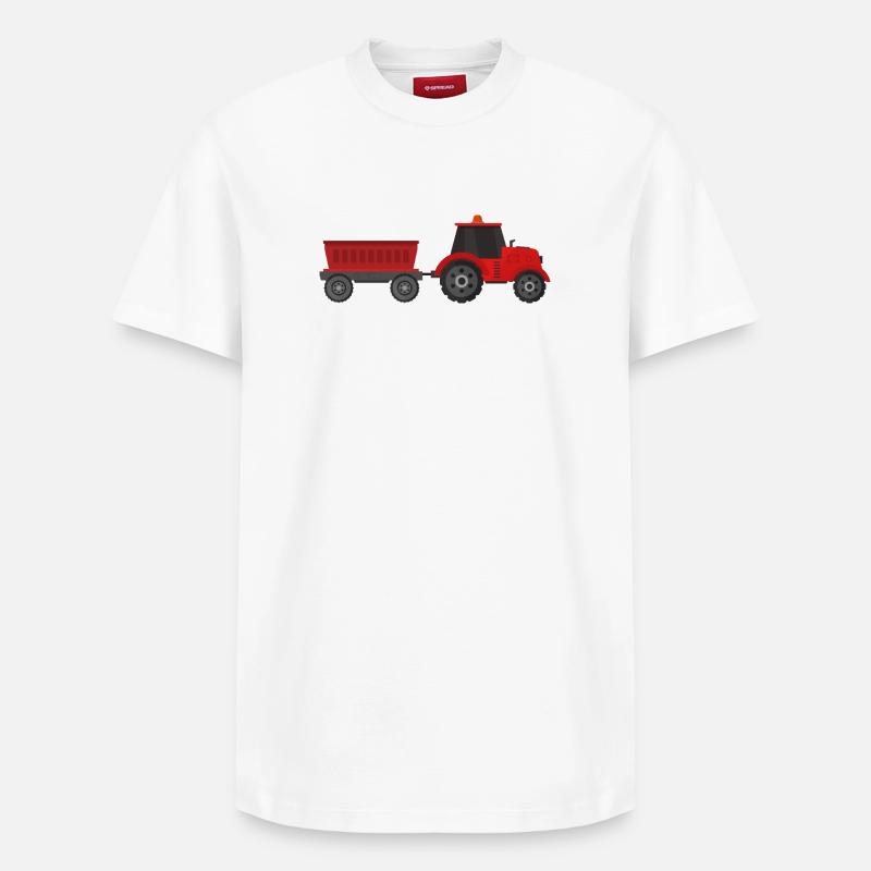 Traktor mit Anhänger - Relaxed Unisex Supima Cotton T-Shirt – von SPREAD - Weiß