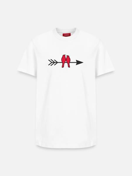 verliebte Vögel - Relaxed Unisex Supima Cotton T-Shirt – von SPREAD - Weiß
