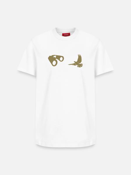 Minimalist Bird Watching Silhouette - Relaxed Unisex Supima Cotton T-Shirt – by SPREAD - white
