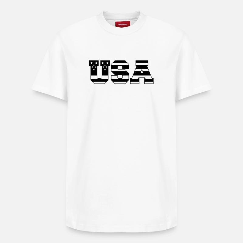 États-Unis Amérique - T-shirt unisexe décontracté en coton Supima – de SPREAD - blanc