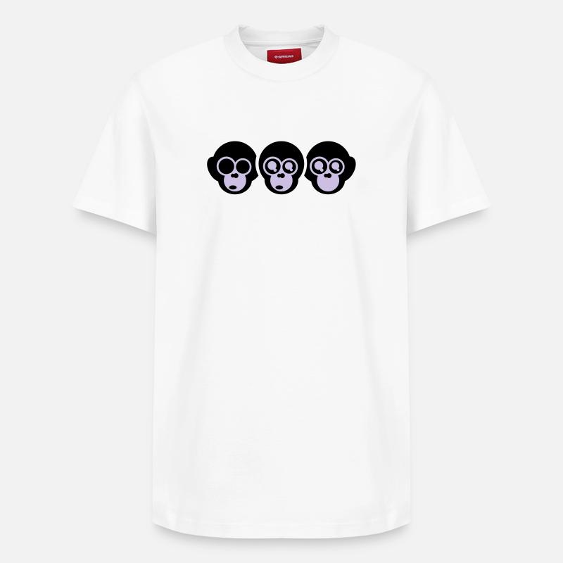 trois singes - T-shirt unisexe décontracté en coton Supima – de SPREAD - blanc