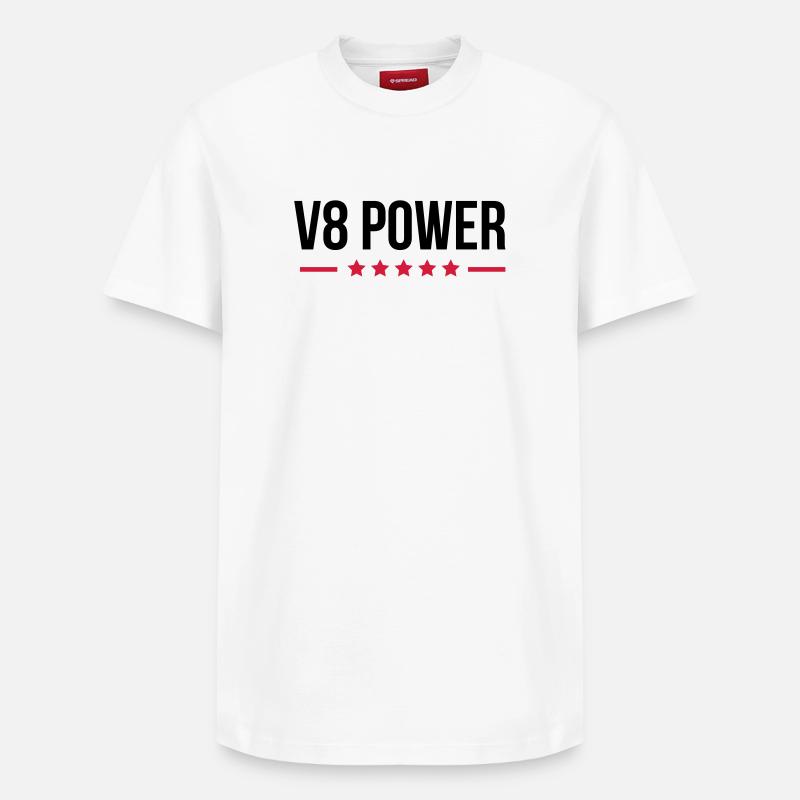 V8 Power - T-shirt unisexe décontracté en coton Supima – de SPREAD - blanc