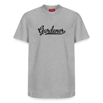 gardener - Relaxed Unisex Supima Cotton T-Shirt – by SPREAD - white - Front - AI Model Female 172 dark (172cm) & AI Model Male 185 dark (185cm)