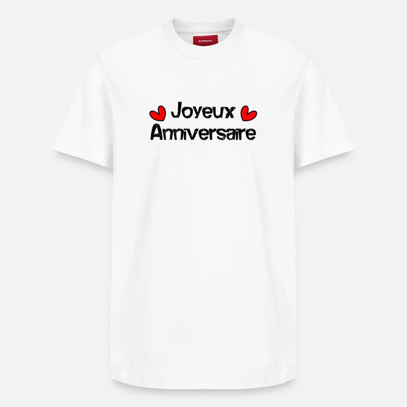 JOYEUX ANNIVERSAIRE - T-shirt unisexe décontracté en coton Supima – de SPREAD - blanc