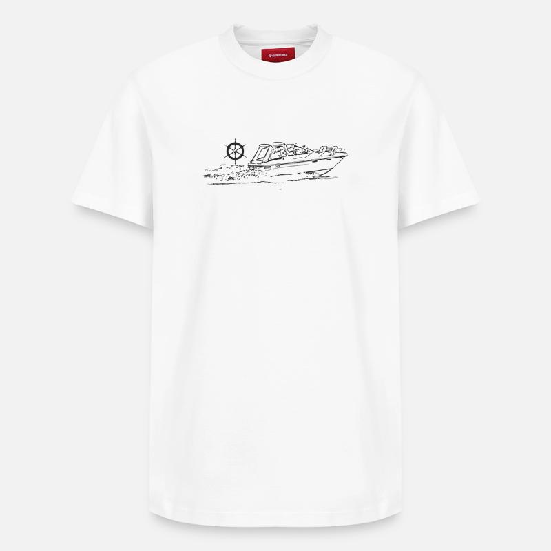 volant de bateau à moteur - T-shirt unisexe décontracté en coton Supima – de SPREAD - blanc