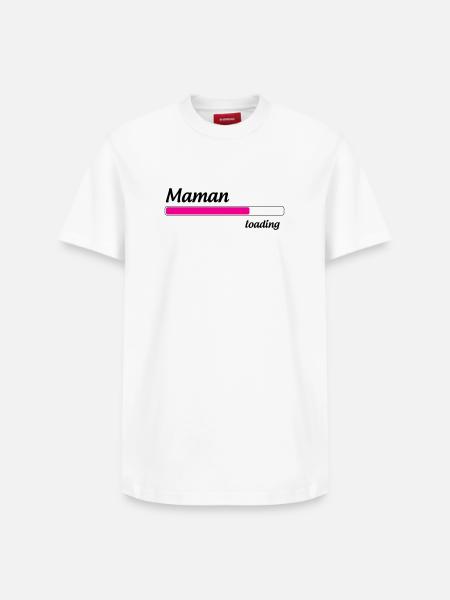 Mom loading... Please Wait - Mother-to-be - Relaxed Unisex Supima Cotton T-Shirt – by SPREAD - white