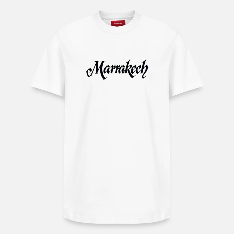 Marrakech Rote Stadtmauer Muster - Relaxed Unisex Supima Cotton T-Shirt – von SPREAD - Weiß