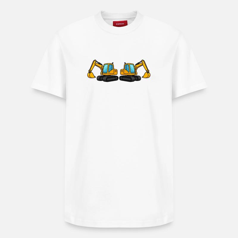 Silhouette de machine de construction double - T-shirt unisexe décontracté en coton Supima – de SPREAD - blanc