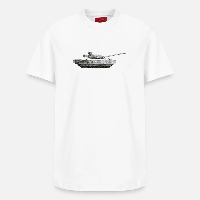 Silhouette de char monochrome - T-shirt unisexe décontracté en coton Supima – de SPREAD - blanc
