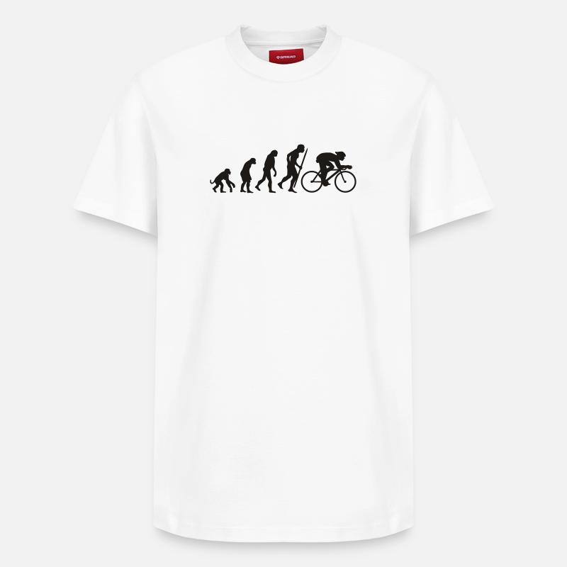Evolution du cyclisme - T-shirt unisexe décontracté en coton Supima – de SPREAD - blanc