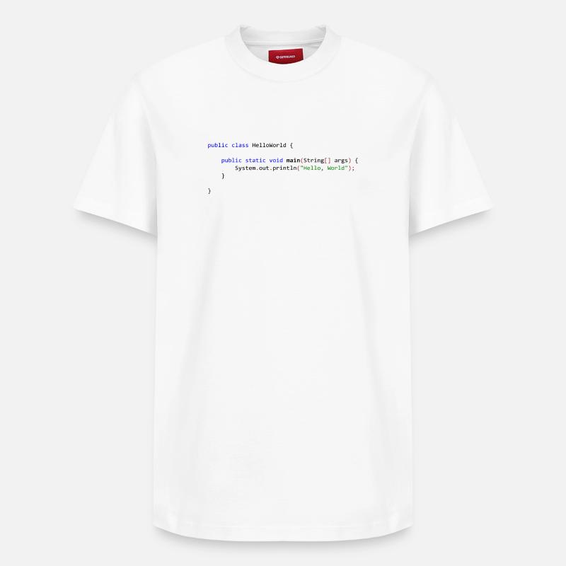 Hello World in Java - Relaxed Unisex Supima Cotton T-Shirt – by SPREAD - white