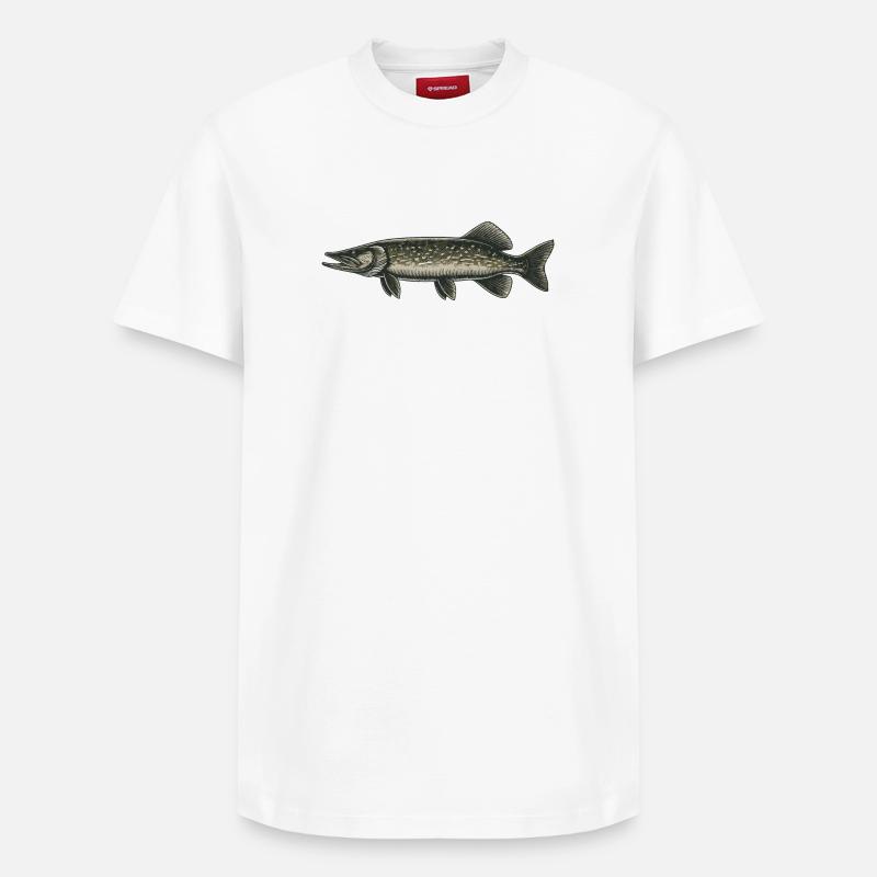 Brochet - T-shirt unisexe décontracté en coton Supima – de SPREAD - blanc