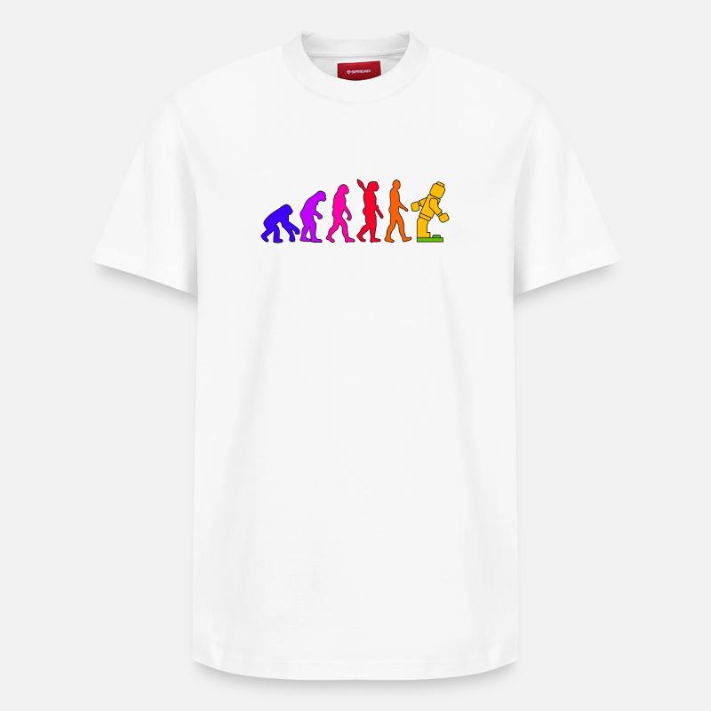 Klemmbaustein Evolution Menschheit Noppenbaustein - Relaxed Unisex Supima Cotton T-Shirt – von SPREAD - Weiß