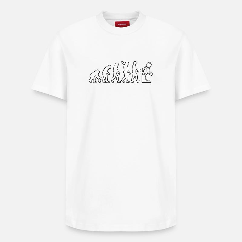 Klemmbaustein Evolution Menschheit Noppenbaustein - Relaxed Unisex Supima Cotton T-Shirt – von SPREAD - Weiß