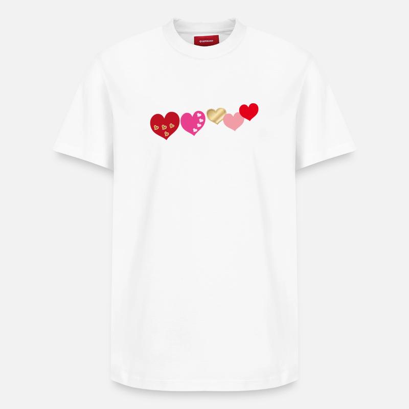  Herzen - Relaxed Unisex Supima Cotton T-Shirt – von SPREAD - Weiß