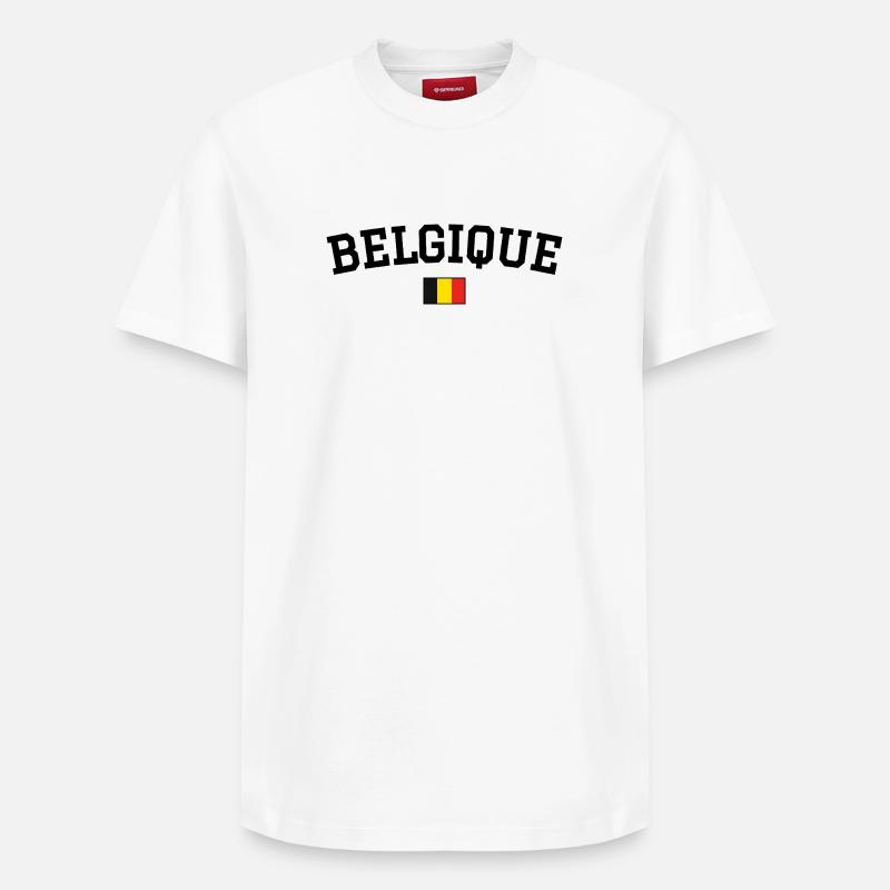 Drapeau Belge Noir - T-shirt unisexe décontracté en coton Supima – de SPREAD - blanc