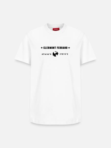 Clermont Ferrand France Coordonnées Globe - T-shirt unisexe décontracté en coton Supima – de SPREAD - blanc