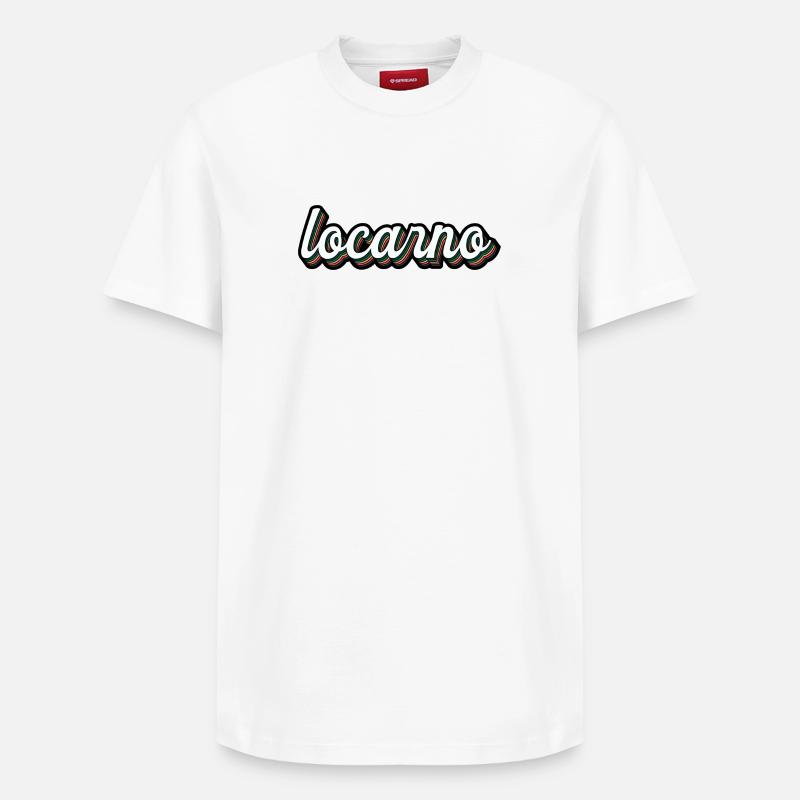 Locarno Rainbow Script - Relaxed Unisex Supima Cotton T-Shirt – by SPREAD - white