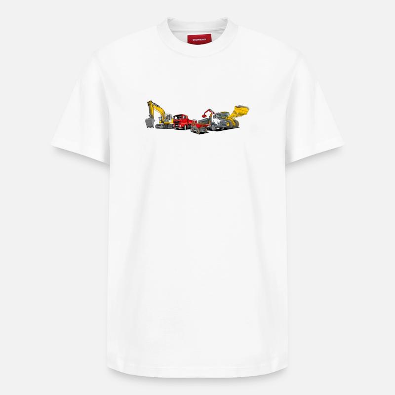 Flotte d’engins de chantier - T-shirt unisexe décontracté en coton Supima – de SPREAD - blanc