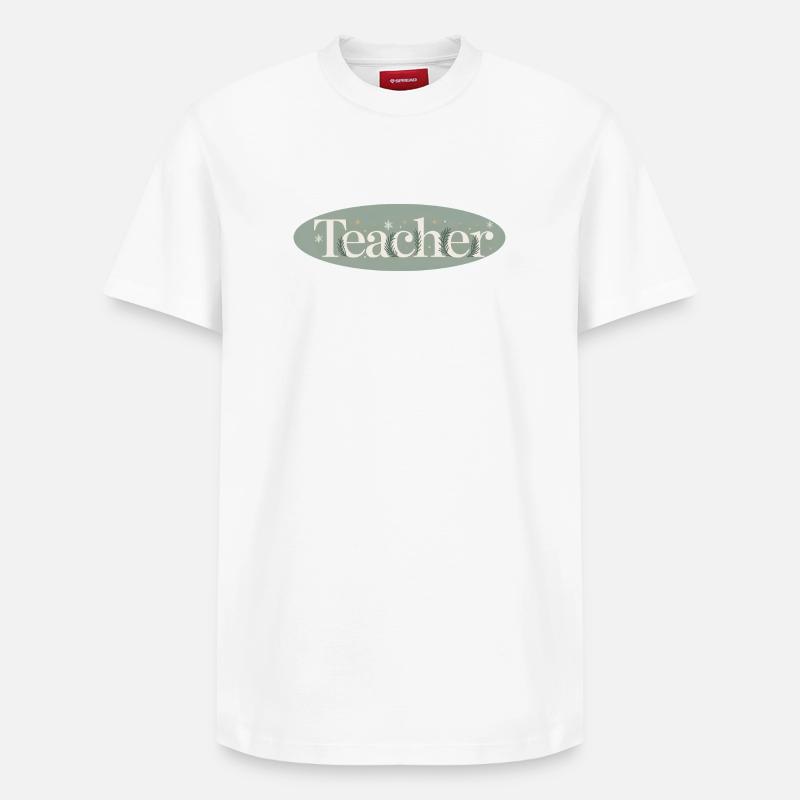 Enseignant d’hiver Lettrage Branches de sapin - T-shirt unisexe décontracté en coton Supima – de SPREAD - blanc