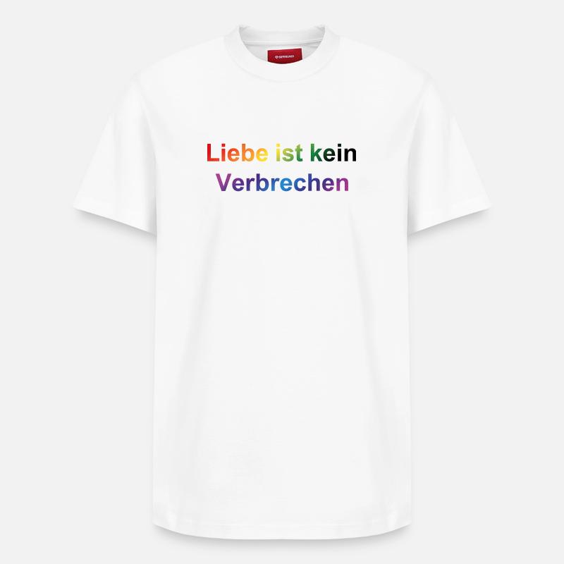 Liebe ist kein Verbrechen – Regenbogen Statement - Relaxed Unisex Supima Cotton T-Shirt – von SPREAD - Weiß