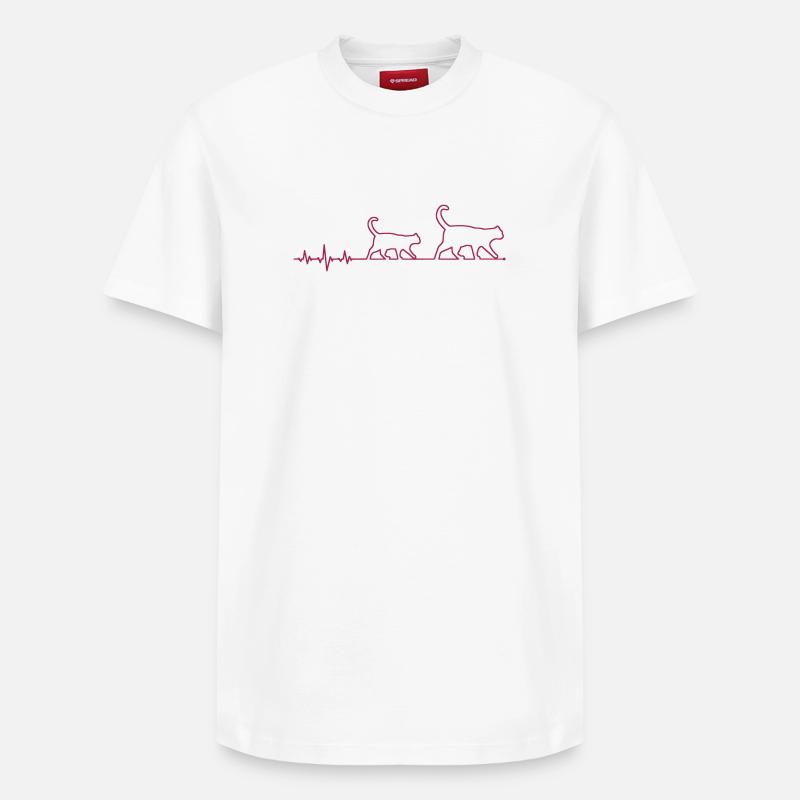 chat ECG - T-shirt unisexe décontracté en coton Supima – de SPREAD - blanc