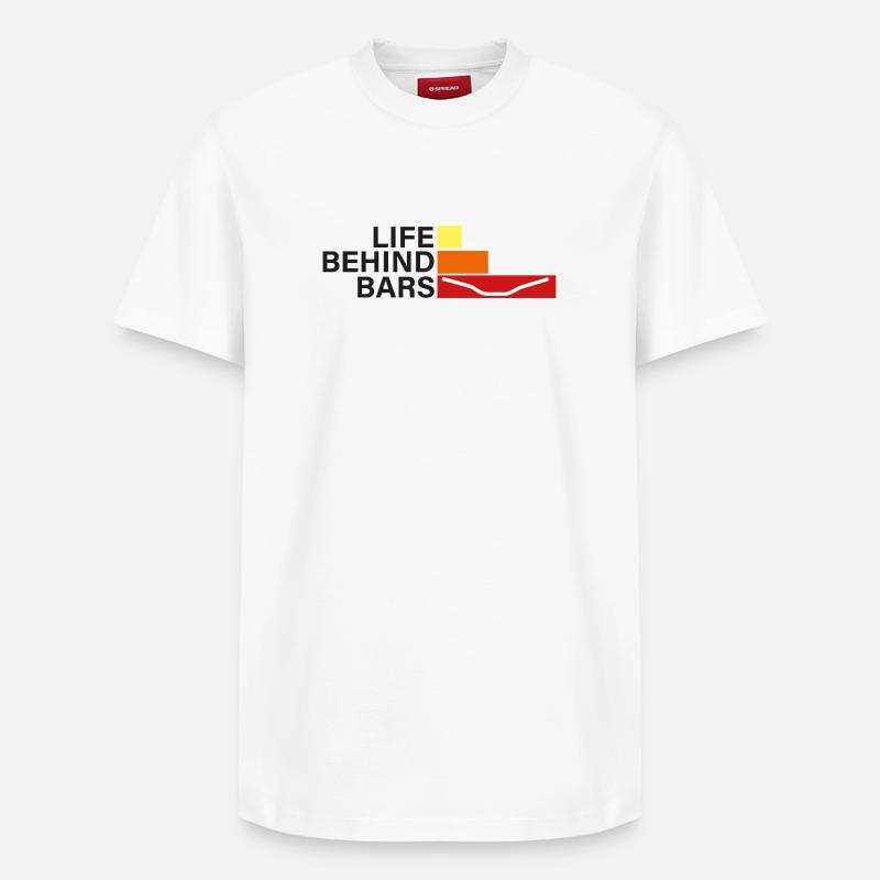 LEBEN HINTER GITTERN Leben hinter Hanteln - Relaxed Unisex Supima Cotton T-Shirt – von SPREAD - Weiß
