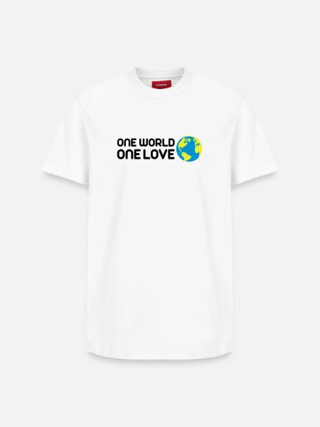 One World One Love - Relaxed Unisex Supima Cotton T-Shirt – by SPREAD - white