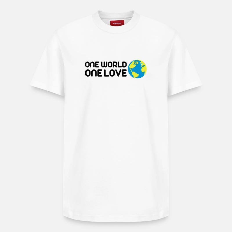 One World One Love - Relaxed Unisex Supima Cotton T-Shirt – von SPREAD - Weiß