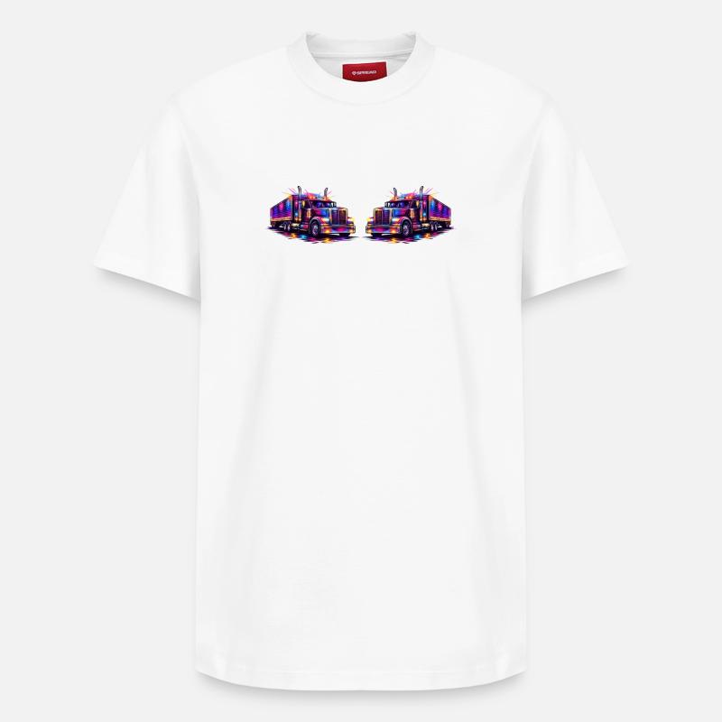 Neon-Trucks - Relaxed Unisex Supima Cotton T-Shirt – von SPREAD - Weiß