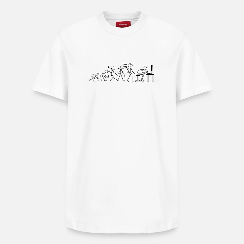 Evolution Computerarbeit - Relaxed Unisex Supima Cotton T-Shirt – von SPREAD - Weiß