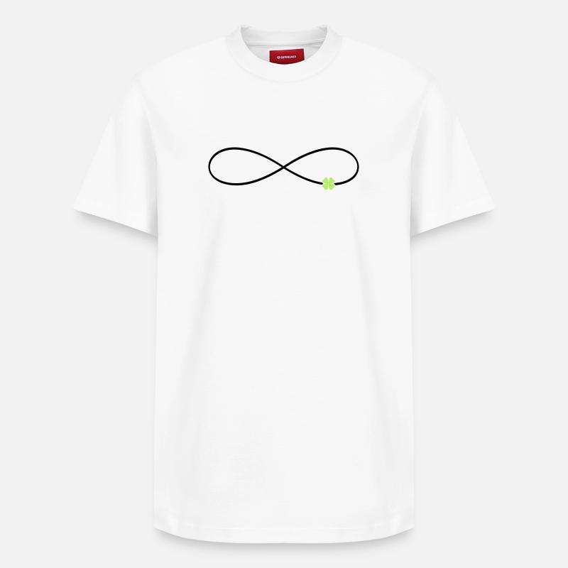 Unendlichkeitszeichen Glück Kleeblatt  - Relaxed Unisex Supima Cotton T-Shirt – von SPREAD - Weiß