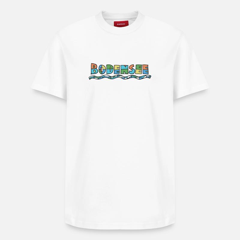 Bodensee Farbschrift - Relaxed Unisex Supima Cotton T-Shirt – von SPREAD - Weiß