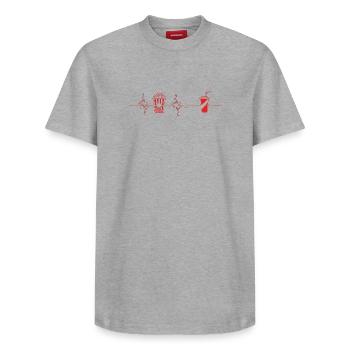 Battement de cœur popcorn - T-shirt unisexe décontracté en coton Supima – de SPREAD - blanc - Devant - AI Model Female 172 dark (172cm) & AI Model Male 185 dark (185cm)