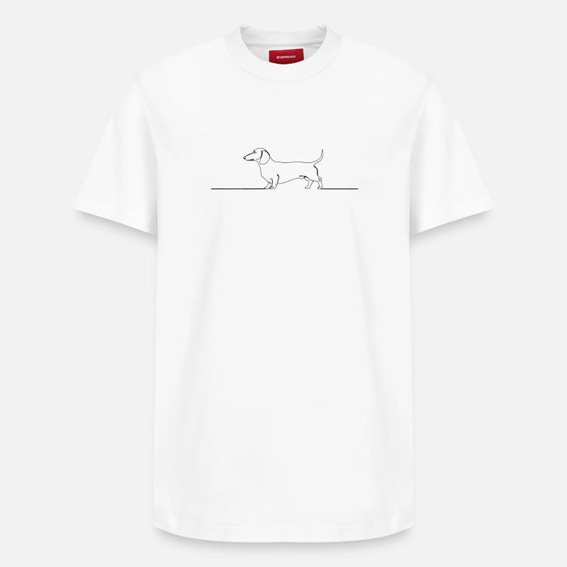 Art d’une ligne teckel teckel - T-shirt unisexe décontracté en coton Supima – de SPREAD - blanc