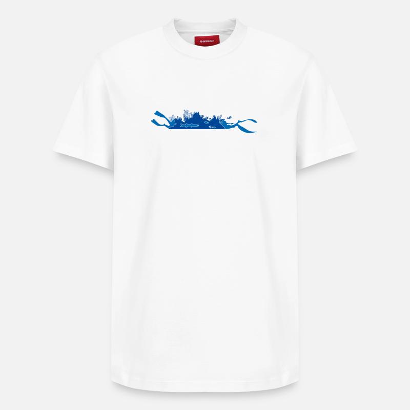 Plongée et apnée - Silueta Arrecife - T-shirt unisexe décontracté en coton Supima – de SPREAD - blanc