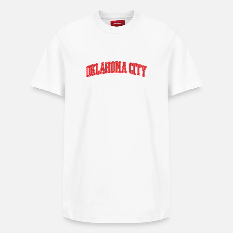 Lettrage Varsity d’Oklahoma City - T-shirt unisexe décontracté en coton Supima – de SPREAD - blanc