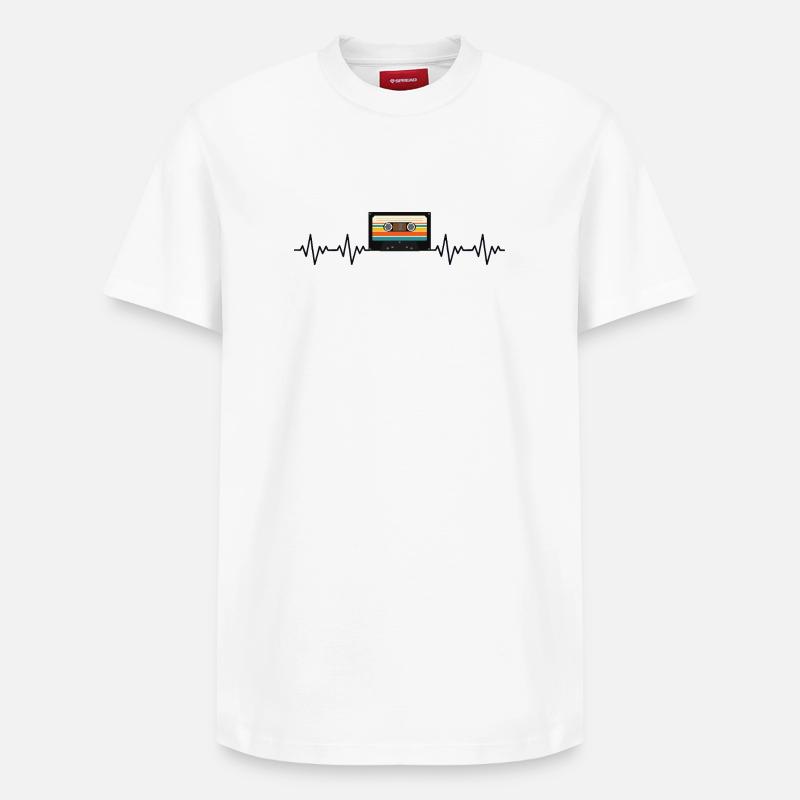 Cassette Retro ECG Heartbeat - T-shirt unisexe décontracté en coton Supima – de SPREAD - blanc