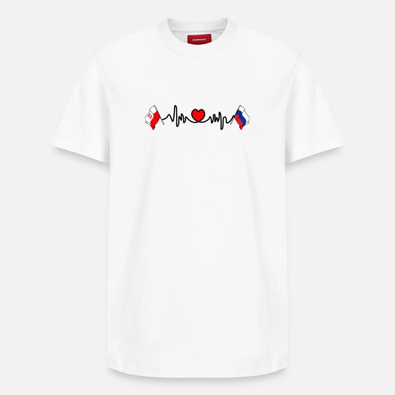 Cardio cardiaque Drapeau Pologne, Russie - T-shirt unisexe décontracté en coton Supima – de SPREAD - blanc