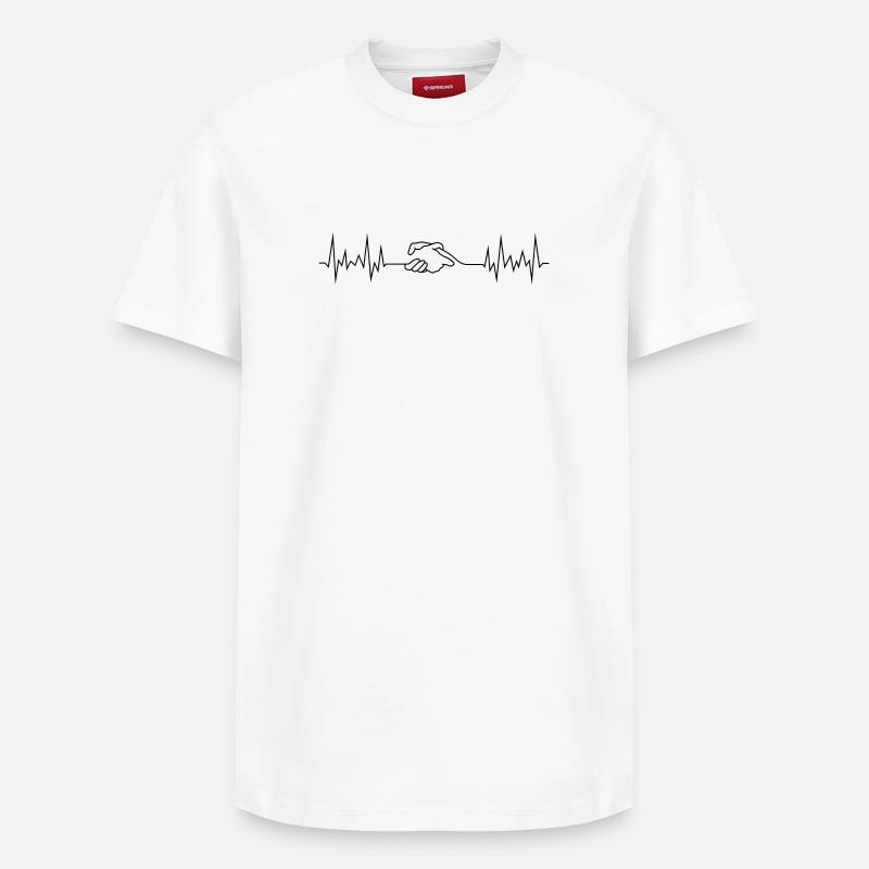 wave peace handshake - Relaxed Unisex Supima Cotton T-Shirt – von SPREAD - Weiß
